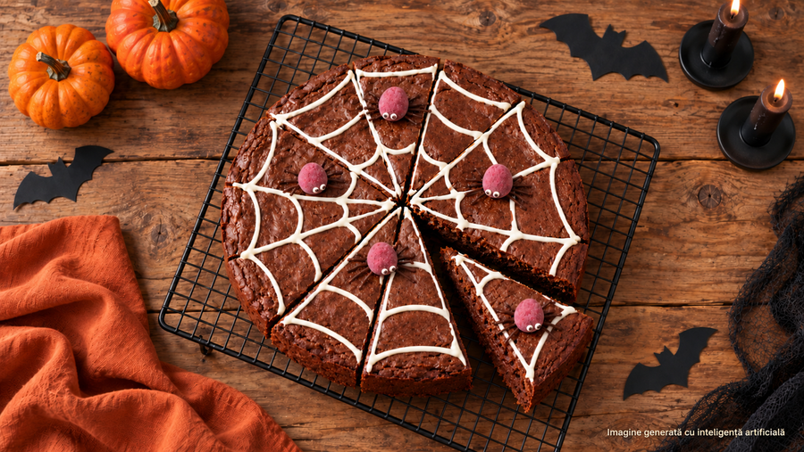 Brownie s paukovom mrežom za Noć vještica i čokoladnim malinama
